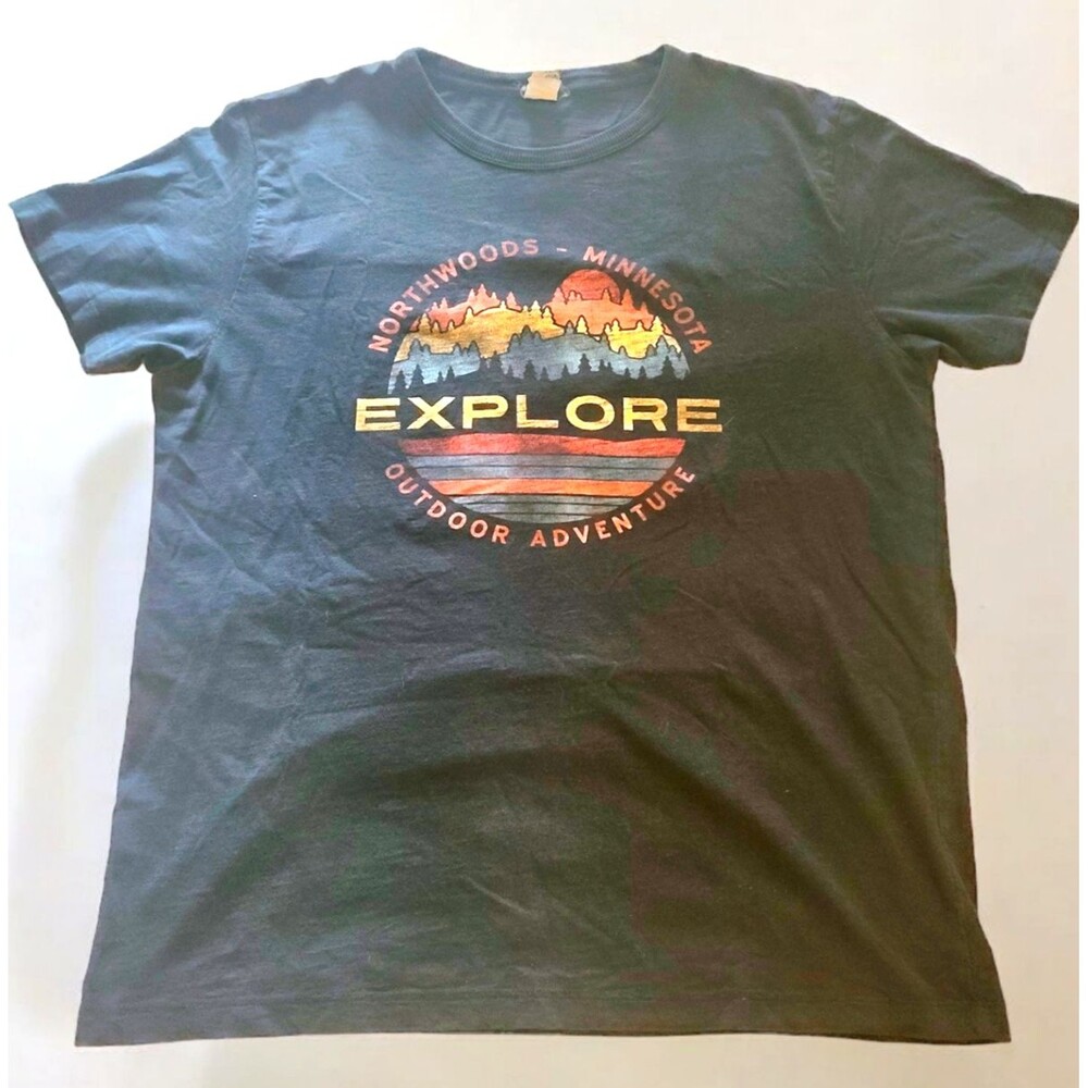 New Agenda Men Black M Northwoods Minnesota Explore Outdoor Adventure T-Shirt
